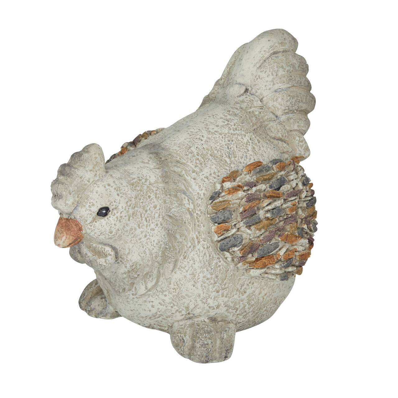 15" Gray Chicken Polystone Farmhouse Garden Sculpture